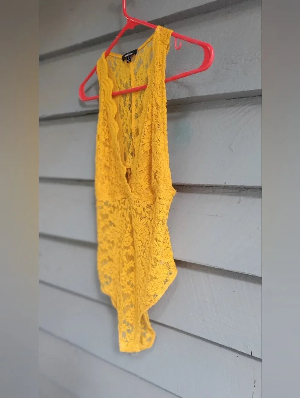 Yellow Lace Deep V Bodysuit